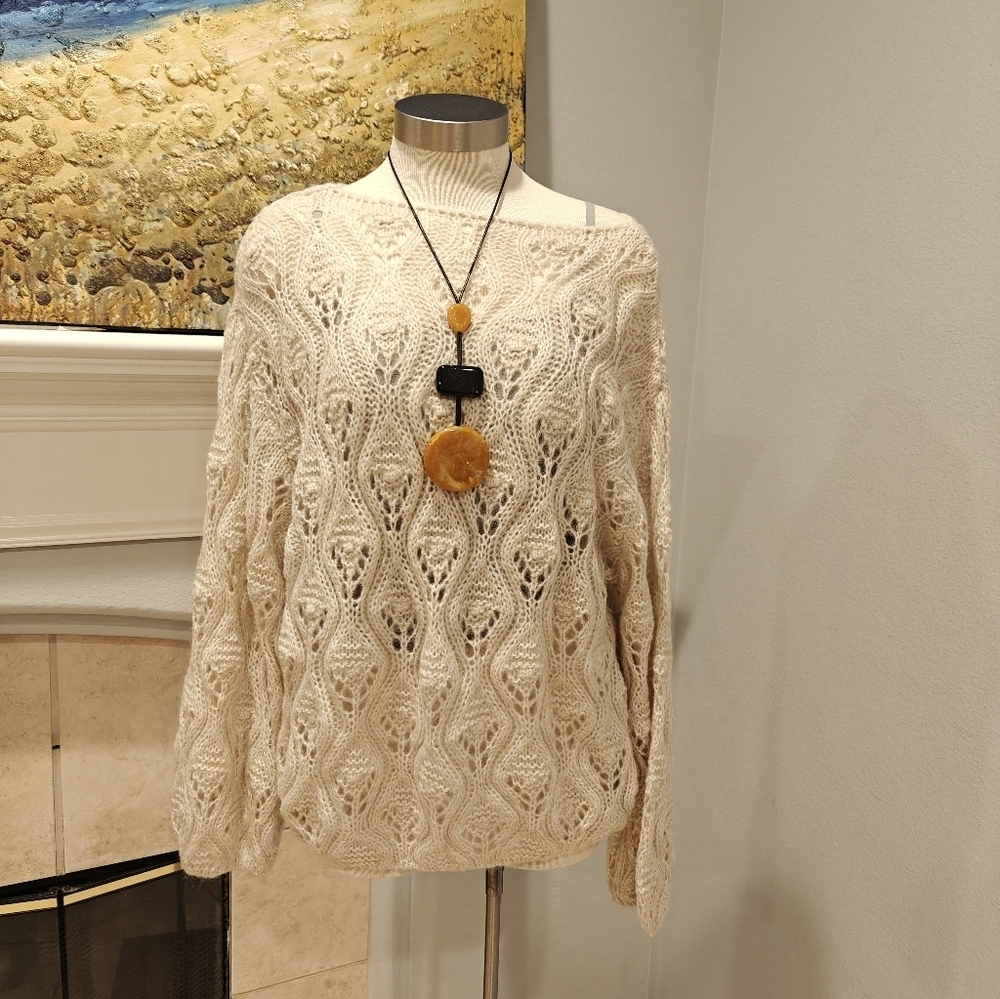 Elegant Cream Cable Knit Sweater